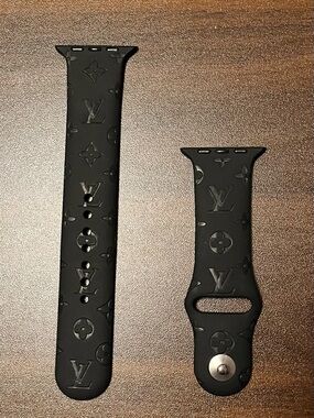 Louis Vuitton Black Embossed Monogram Sport Apple Watch Strap